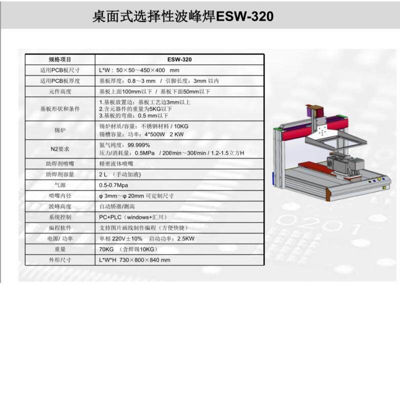 桌面式波峰焊ESW-320用量可控制且重复极低占地空间使用维护成本