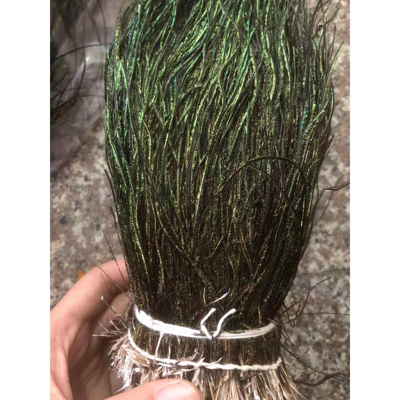 孔雀丝穿线绑鱼钩飞蝇钩材料纳米绑制孔雀毛真羽毛15-20厘米