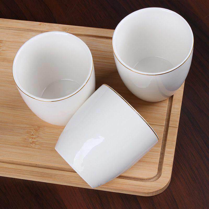 金边陶瓷杯子纯白色水杯酒店个装饭厅茶楼饭店餐具摆台茶杯酒杯