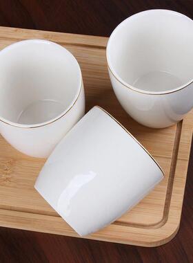 金边陶瓷杯子纯白色水杯酒店个装饭厅茶楼饭店餐具摆台茶杯酒杯