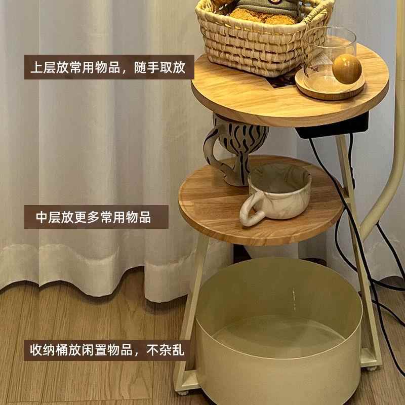 奶油风客厅沙几27458发角线落地灯卧床头柜一体室台灯无充电边中