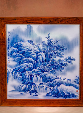 重工手绘瓷板画省大师陈文装饰瓷画家居挂画陈列摆件高档陈列送礼