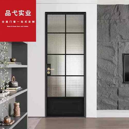 直销开法式极简艺复古卫术玻505璃门平门生间厨房轻奢老铁门