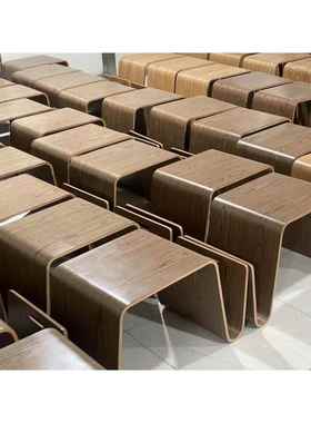 客厅约日式N形茶简L57744弯曲木榻米实木茶几几储榻物大N形沙发茶