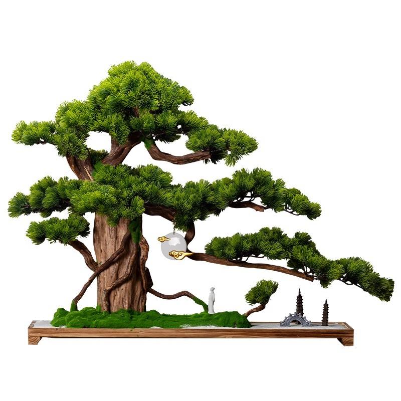 仿真迎客松盆景摆件罗汉松盆栽玄关客厅大型绿植物假松树景观造景