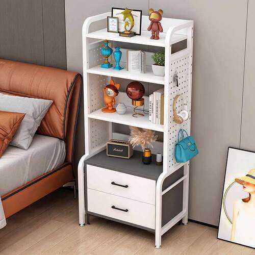 洞洞板床头柜上方多层置物架一体床头柜桌面置物架卧室收纳架床边