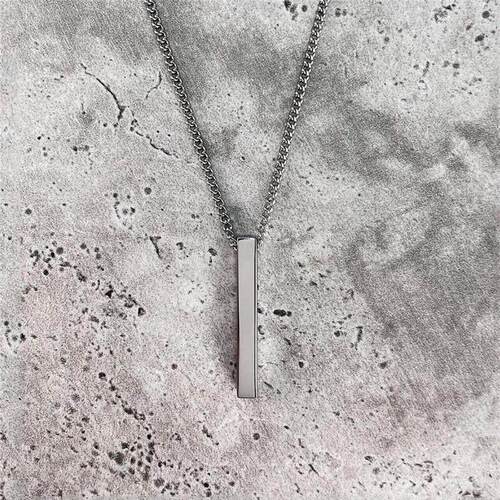 hot classic Rectangle Pendant Necklace men Stainless Steel