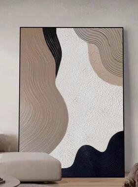 奶油风纯手绘油画现代轻奢玄关挂画立体肌理客厅沙发后装饰画餐厅