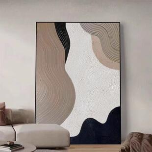 奶油风纯手绘油画现代轻奢玄关挂画立体肌理客厅沙发后装 饰画餐厅