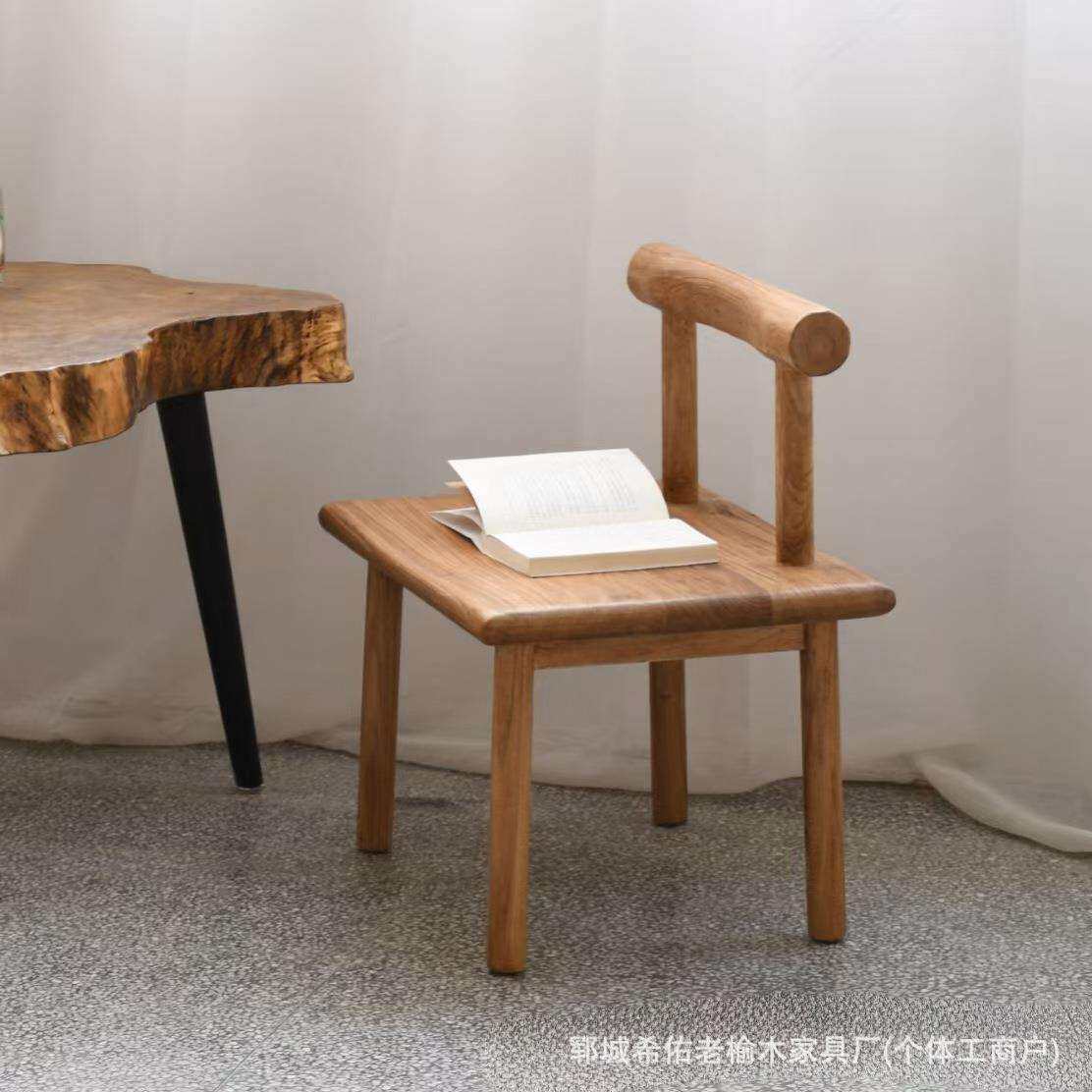 中式老榆木休闲椅复古做旧木椅阳台茶桌椅民宿酒馆餐椅客厅靠背椅