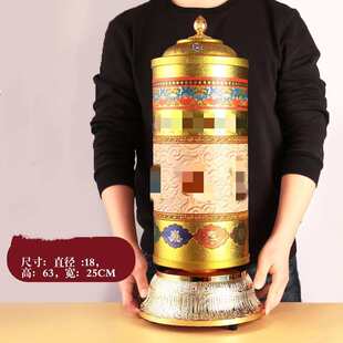 藏族转经简多吉电动转筒转轮桶合金彩绘家用插电摆件文殊观音莲师