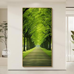 现代简约大树入户玄关装饰画画森林小路走廊过道小清新自然风景挂