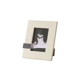 奢米相框白色装饰品皮革简约轻画框编织软样板房桌面卧室木质摆件