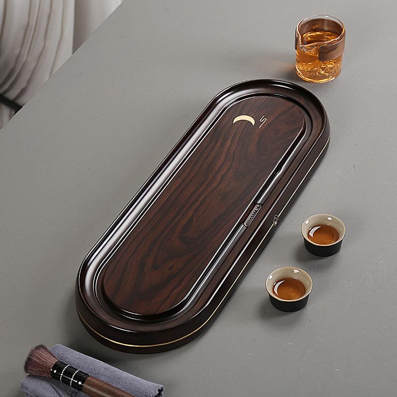 黑檀排实木盘水HBa52496家用简约干式泡茶台茶干泡盘茶盘整块原木