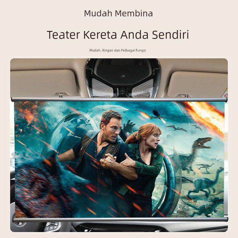 车载投影幕布高清免打孔户外挂车投影幕布宿舍挂床便携可以移动手卷方便收纳壁挂卧室40寸42寸50寸投影布