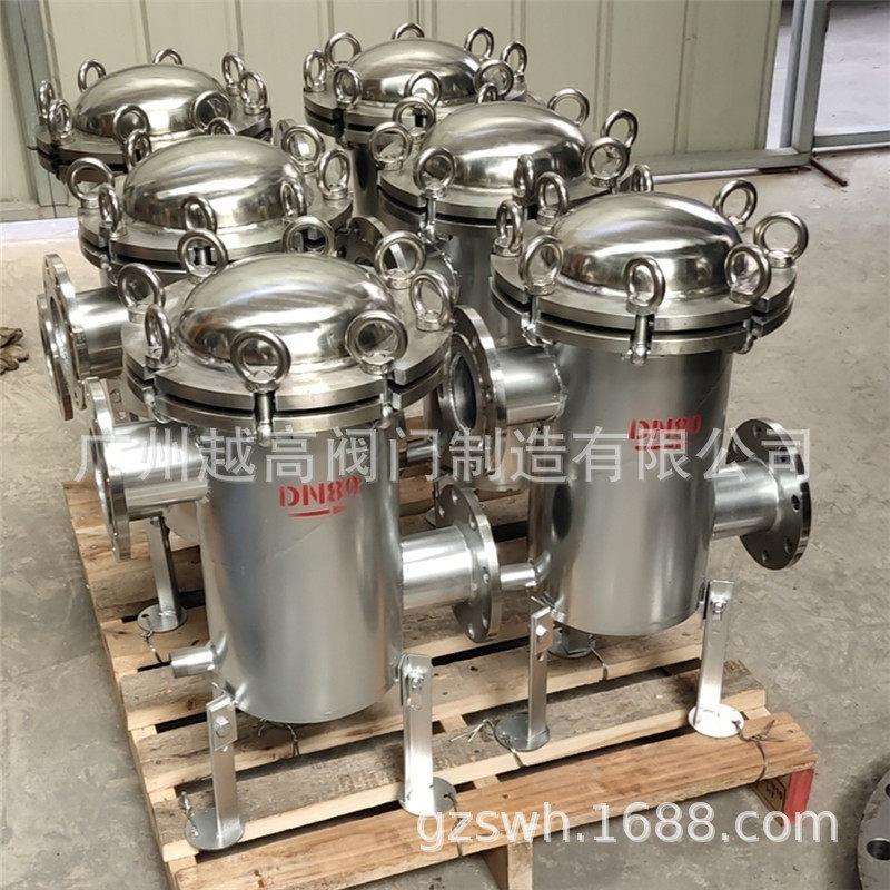 不锈钢提篮式快开直筒过滤器 普开快开手提过滤器 消气过滤器越海