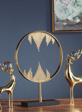 时来运转轻奢招财纯铜鹿摆件欧式客厅书柜高档摆设格调软装饰品