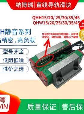上银直线导轨滑块静音QHH20/15/25/30/35/CA QHW45HA/HB/CC下锁
