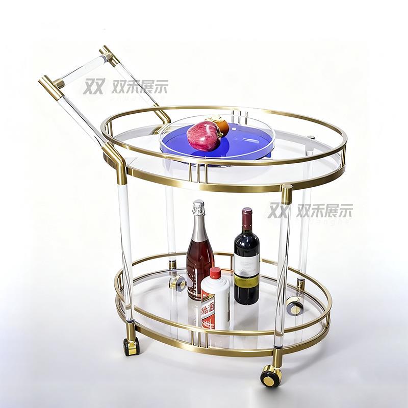 美式移动餐车亚克力透明酒水车欧式豪华KTV手推车酒店别墅茶水车