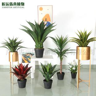 仿真龙舌兰绿植 仿真剑兰绿植家居盆景 北欧仿真龙舌兰盆栽装 饰