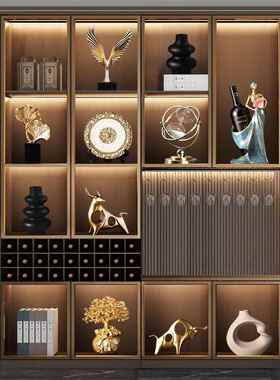 新款新式中客厅柜轻奢高档摆件家电视柜酒办公室茶室装饰摆居设工