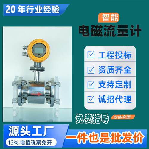 智能电磁流量计管道式法兰连接DN50电极316L电子流量计污水变送器
