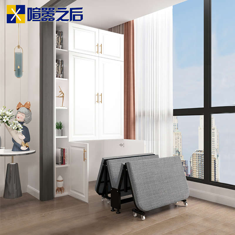 简约阳台午休折叠床带储物柜办公室午休便携款四折单人床8CH14