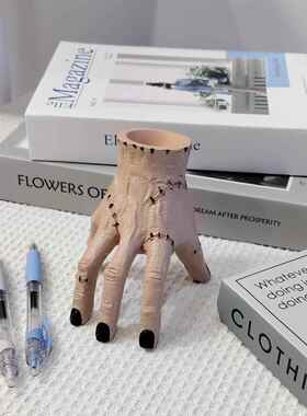 跨境创意万圣节手造型多肉绿植笔筒造型收纳多功能新款