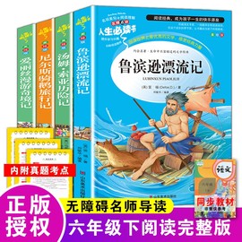 全套4册 鲁滨逊漂流记六年级下册的课外书必读正版原著完整版汤姆索亚历险记爱丽丝漫游奇境尼尔斯骑鹅旅行记鲁滨孙快乐读书吧6下