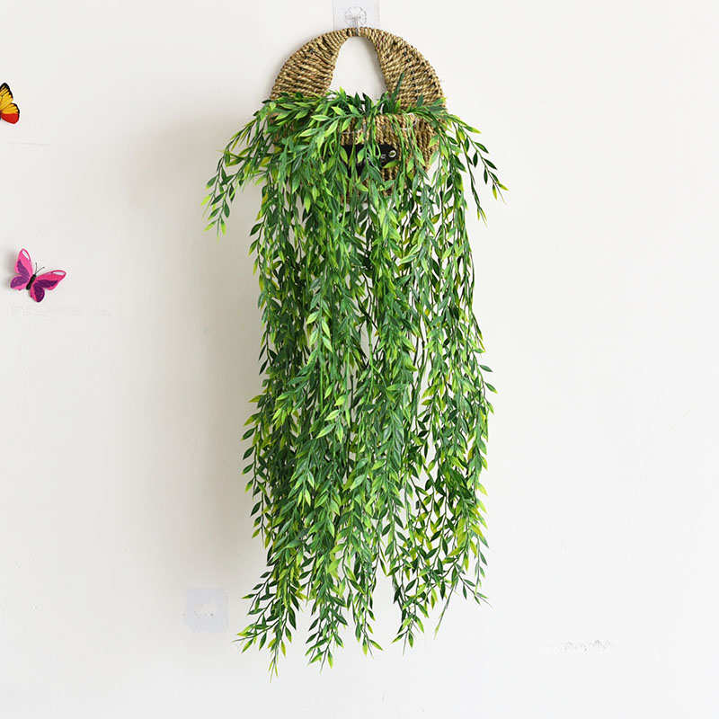 藤编花篮挂墙悬挂壁挂花盆花篮墙上花藤套装客厅装饰摆件家居归蔷