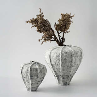 景德镇新中式 摆件 餐桌陶瓷花瓶家居样板间侘寂风异形干花花器软装