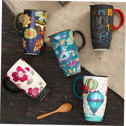 咖啡早餐杯Large cup ceramic coffee breakfast mug with cover