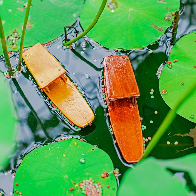 乌篷船江南水乡船手工实木船模鱼缸鱼池造景可下水渔家装饰小木船