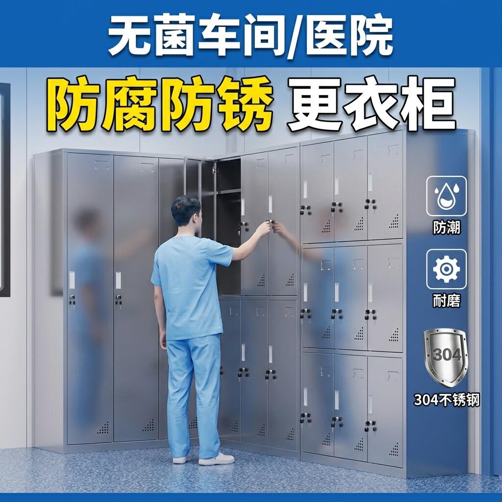 304不锈钢更衣柜员工储物柜无菌车间无尘食品厂医院食堂餐盘碗柜