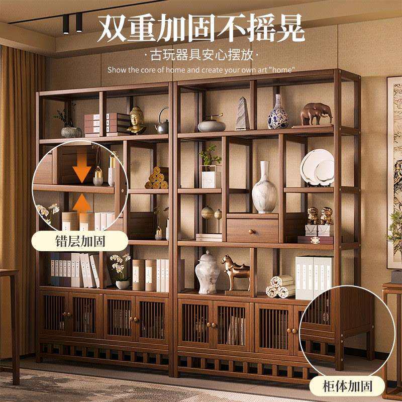 新中博古架茶室茶叶架茶非实木具复古茶柜收纳LQ-zcyjb式物架隔断