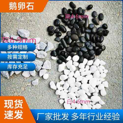 工程铺路石头水磨石子白色黑色鹅卵石庭院铺地公园造景装饰鹅卵石