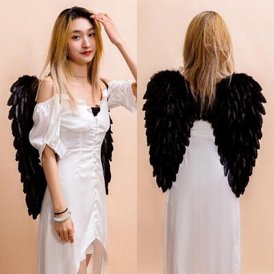 Halloween Angel Feather Wings Children Adult白色天使羽毛翅膀