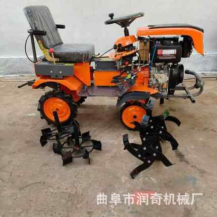 四驱动乘坐小式开型微耕轮机水旱两用山地荒农PHP耕秋收好帮手