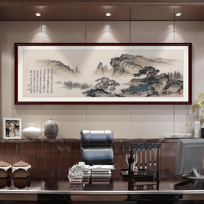 新中式客厅沙发背景墙装饰画 画办公室实木画 画山水风景画 画壁