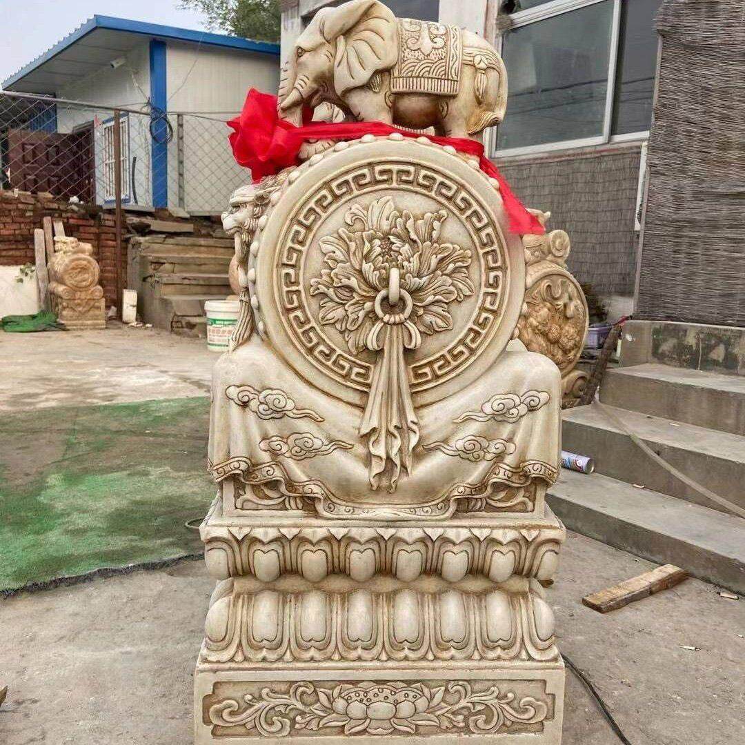 庭院门口汉白玉做旧仿古石雕门墩一对石鼓石墩庭院摆件正石雕刻鼓