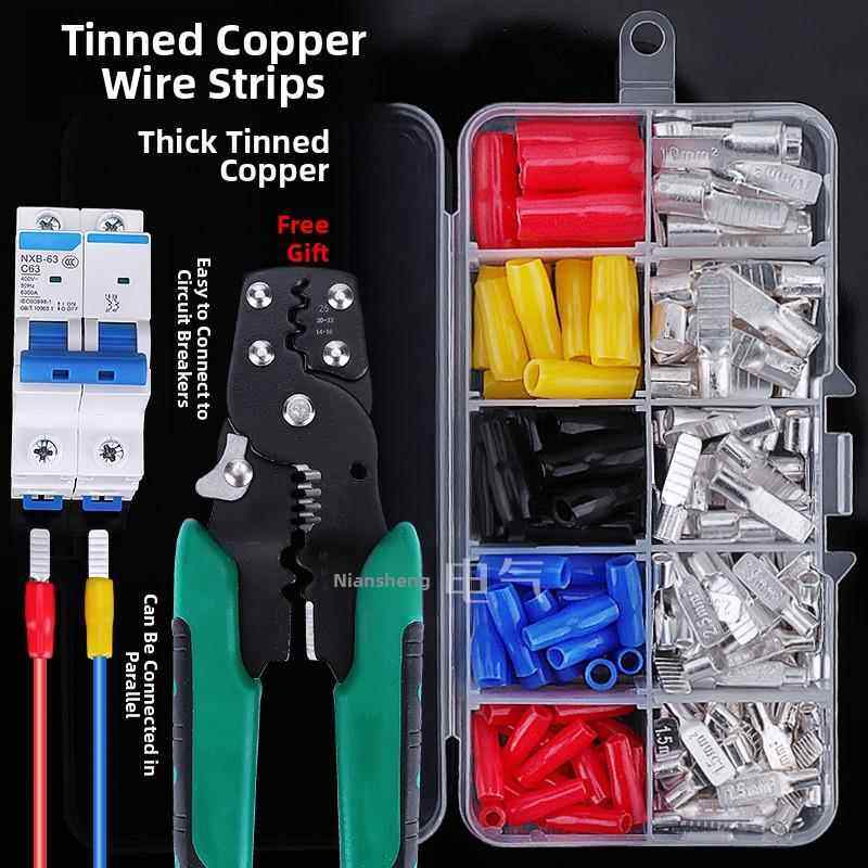 C45空气开关紫铜插片插针铜鼻子端头线耳断路器片型冷压接线端子