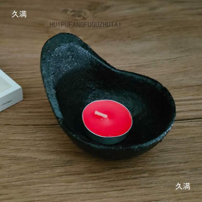 复古烛台中式仿古油灯古风烛台灯盏铸铁禅意铁灯茶室道具装饰摆件