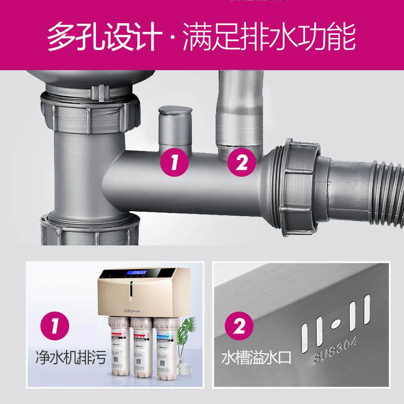 厨房水槽下水管双槽洗菜盆下水道下水器不锈钢材质排水管落水器