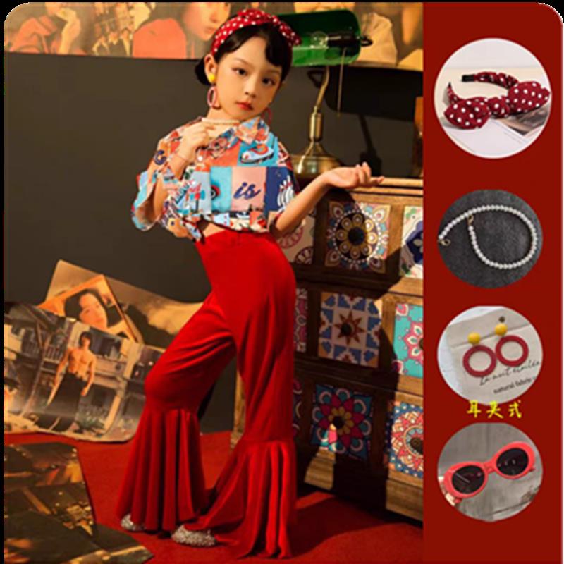 正品六一儿童节9小盟学生失恋阵线联衫演出服装喇叭裤0年代港风衬