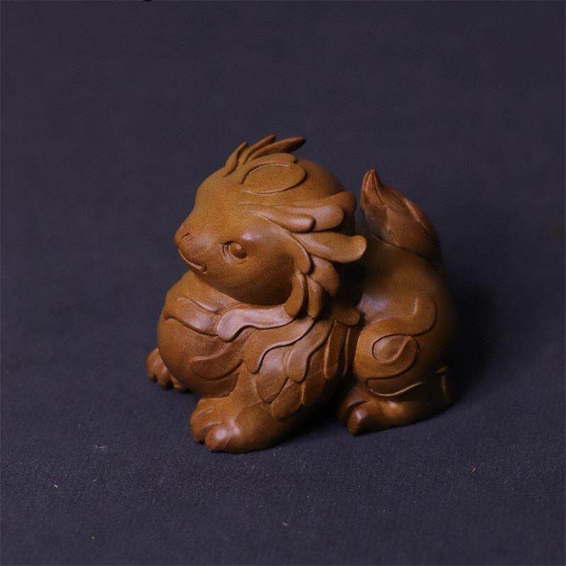 老山檀文玩手把件国风复古招财貔貅瑞兽木质工艺品茶宠小摆件