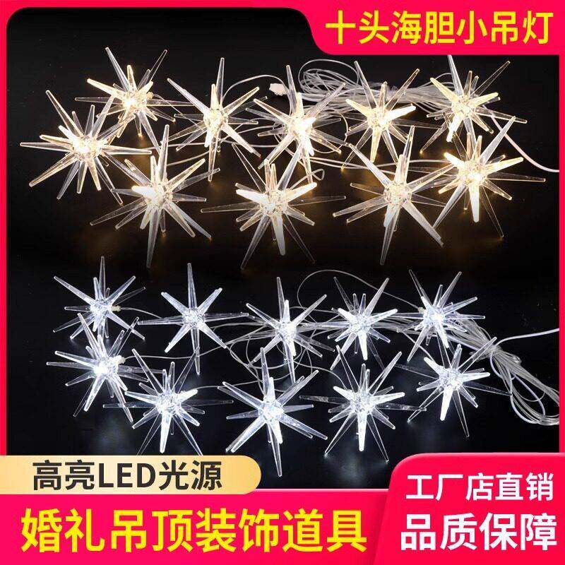 婚庆道具透明亚克力海胆吊灯海星星灯空中吊顶装饰满天星空灯串