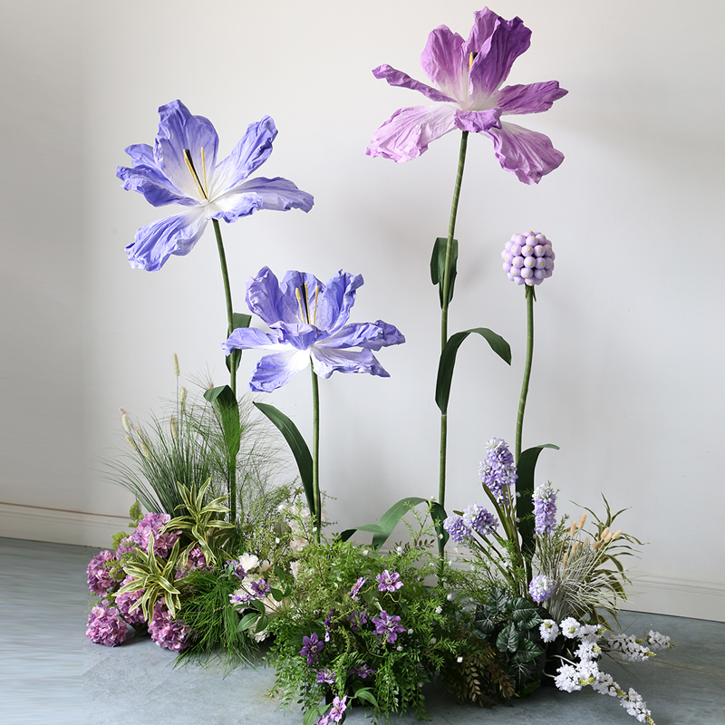 网红花艺摆件仿真绢花假花纸花落地大花商业橱窗装饰拍照背景造景