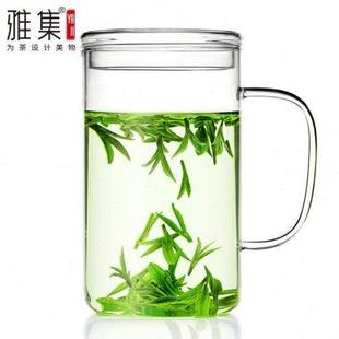 豪具茶饮杯玻璃茶杯大容量直觉办公室耐热泡茶杯家用水杯带盖
