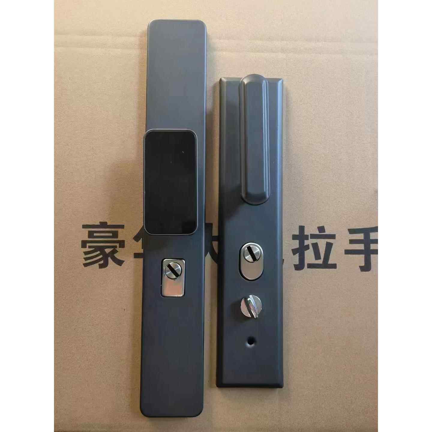 新款深灰色防盗门把手加厚面板可调节多功能不分开左右通用拉手