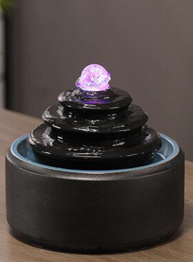 循环水系景观新中式客厅茶室桌面流水招财摆件办公室开业乔迁礼品